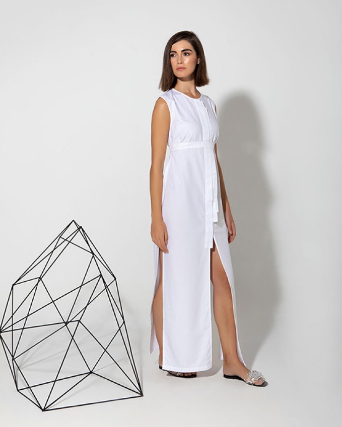 White cotton shirtdress FIRE