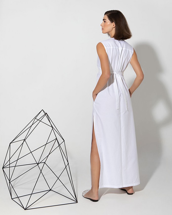 White cotton shirtdress FIRE