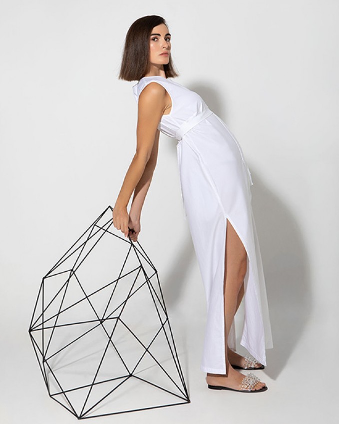 White cotton shirtdress FIRE