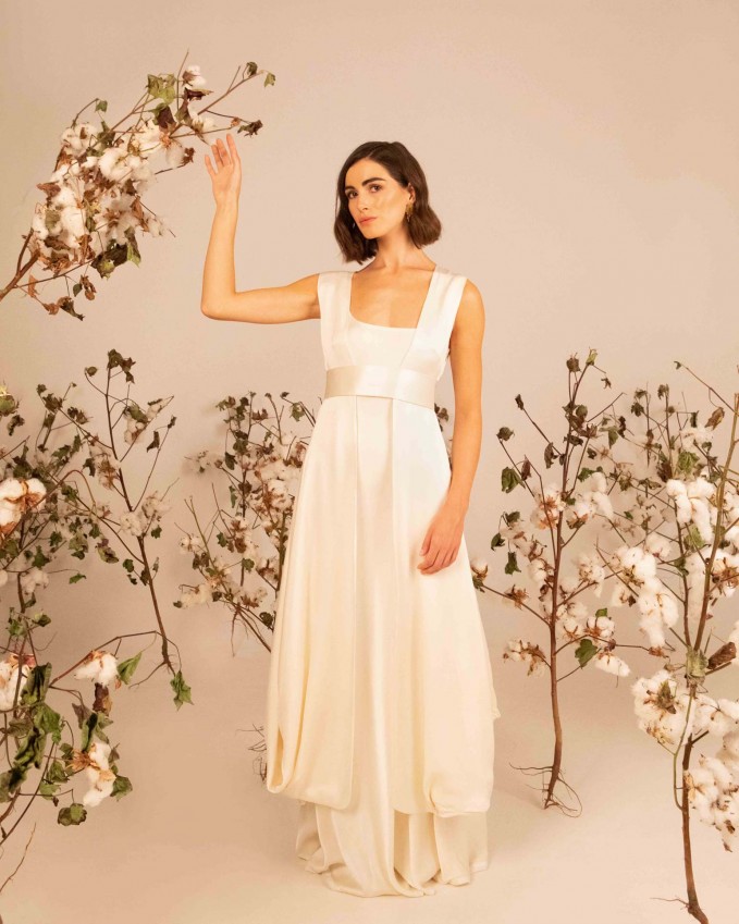 Silk minimal wedding dress KALLISTO
