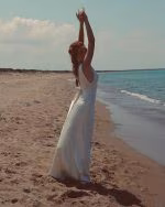 Simple silk wedding dress PENELOPE - detail