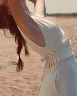 Simple silk wedding dress PENELOPE - stitching detail