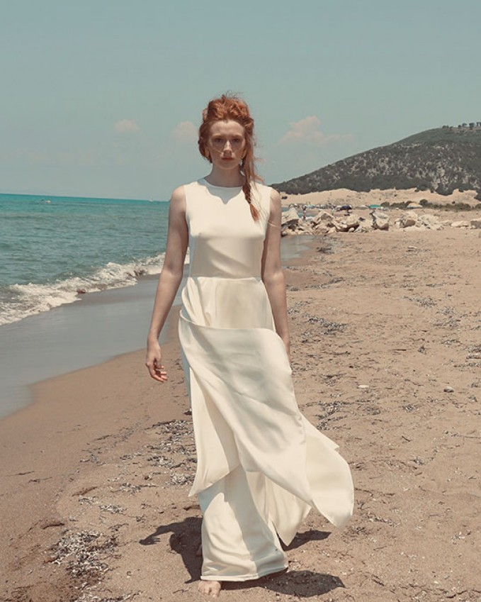 Μεταξωτή νυφική φούστα κλος DEMETER — πίσω όψη