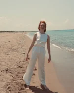 Μεταξωτό νυφικό παντελόνι ARTEMIS - λεπτομέρεια υφάσματος
