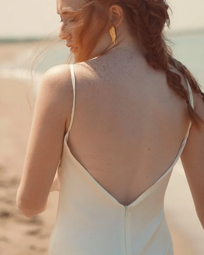 Silk slip wedding dress AFRODITE - side view