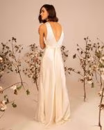 Simple silk wedding dress PENELOPE - back view
