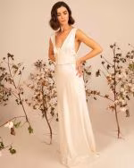 Simple silk wedding dress PENELOPE - side view
