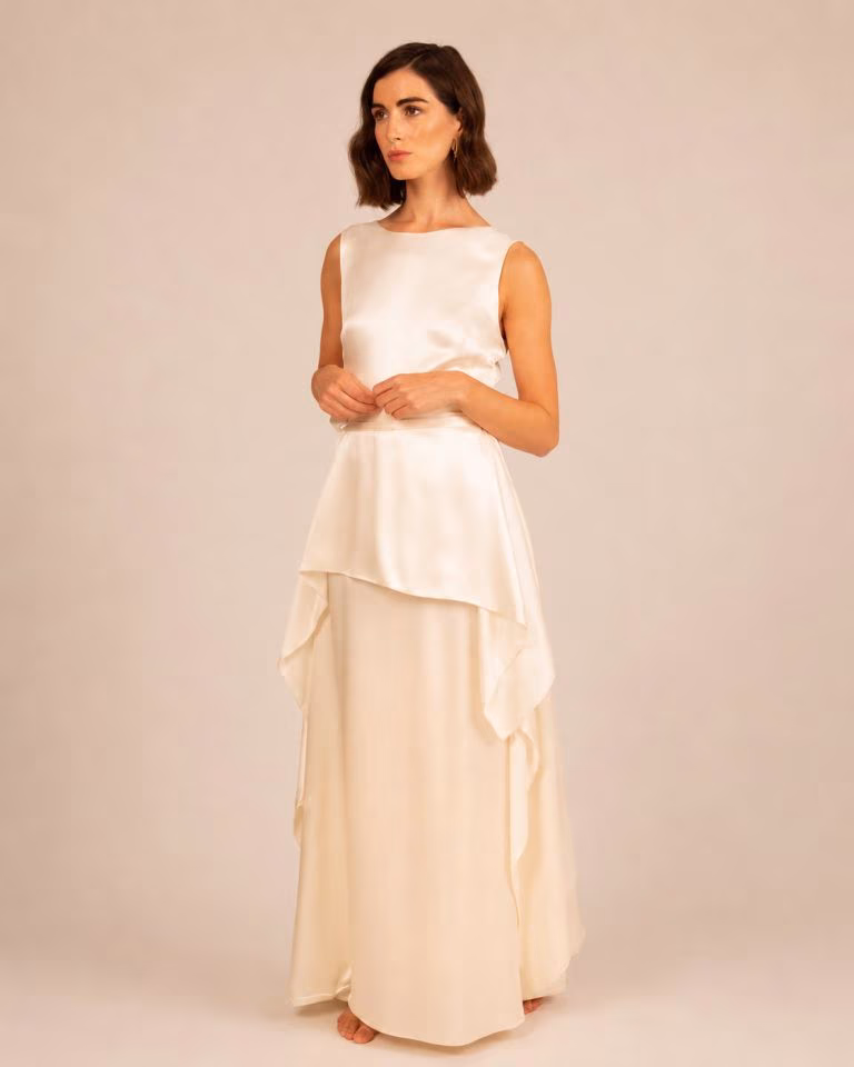 Silk flared bridal skirt DEMETER
