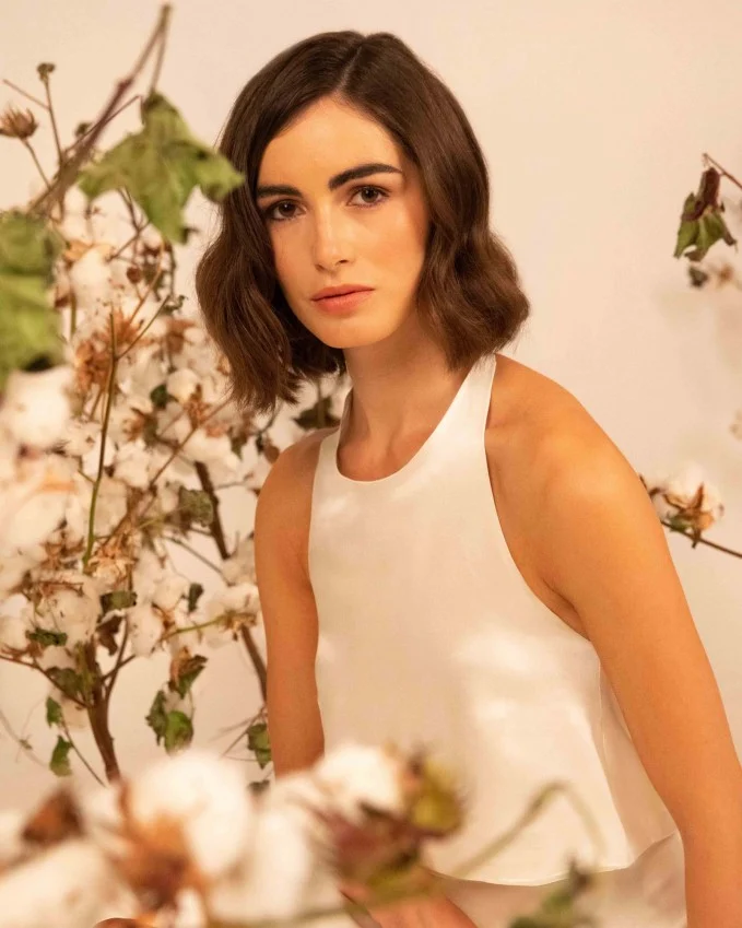 Μεταξωτή νυφική μπλούζα με ανοιχτή πλάτη HELENE - λεπτομέρεια ραφής