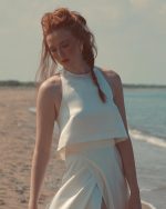 Μεταξωτή νυφική μπλούζα με ανοιχτή πλάτη HELENE — λεπτομέρεια