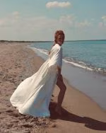 Silk bridal kimono with long sleeves ATHENA - full look
