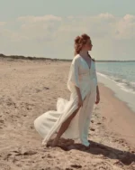 Μεταξωτό νυφικό κιμονό με μακρύ μανίκι ATHENA - πλάγια όψη