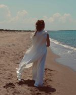 Μεταξωτό μοντέρνο νυφικό γιλέκο EROS — λεπτομέρεια υφάσματος