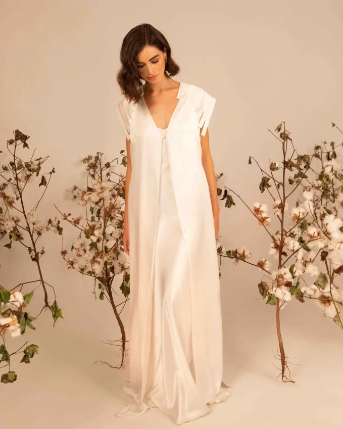 Eros dress - χειροποιητο μεταξωτο νυφικο Lefkon