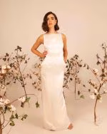 Silk pencil wedding dress ARETHOUSA - fabric detail