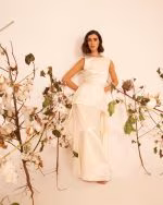 Silk flared bridal skirt DEMETER - fabric detail